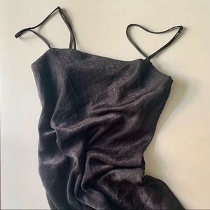 Lulu’s black satin mini slip dress, size XS